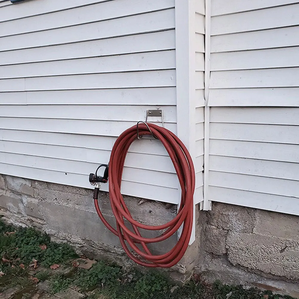 Garden Hose Hanger Stainless Steel Water Hose Holder Wall Mount Heavy Duty Hook Outside  Ropes Storage Rack Garden Tool