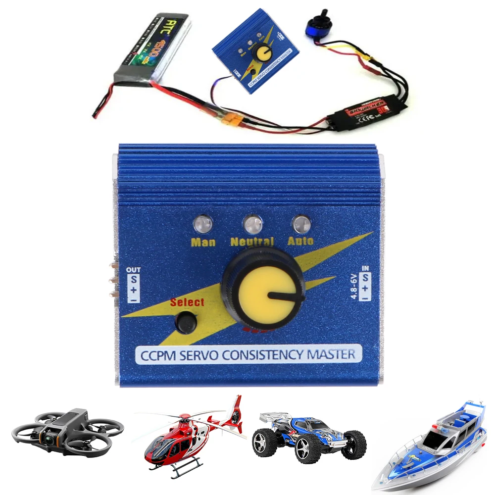 ESC Checker Aluminium Alloy Multi Function 4.8-6V RC Motor Test Meter RC Servo Tester CCPM Servo Consistency Master