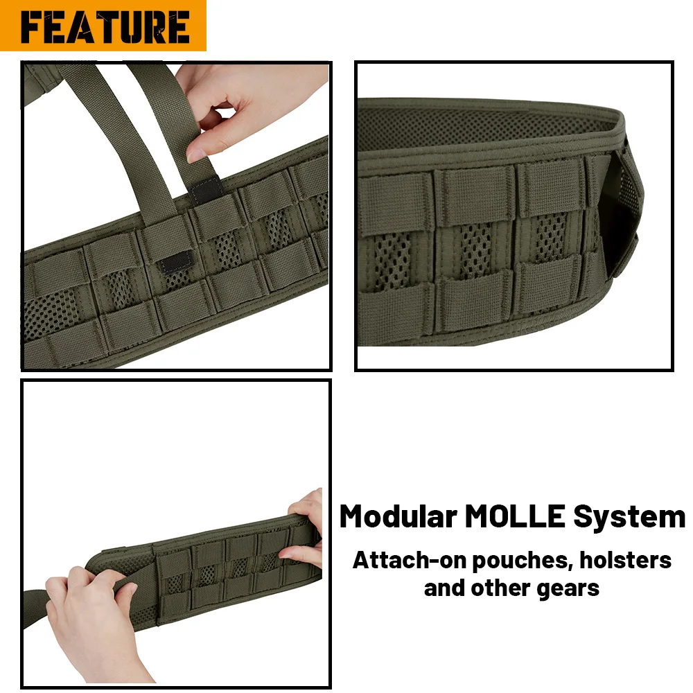 Imagem -05 - Krydex-cinto Molle Tático Masculino Cintos de Pistola de Batalha Combate Modular Acolchoado Cinto Pesado para Tiro Caça Airsoft Gear em 1