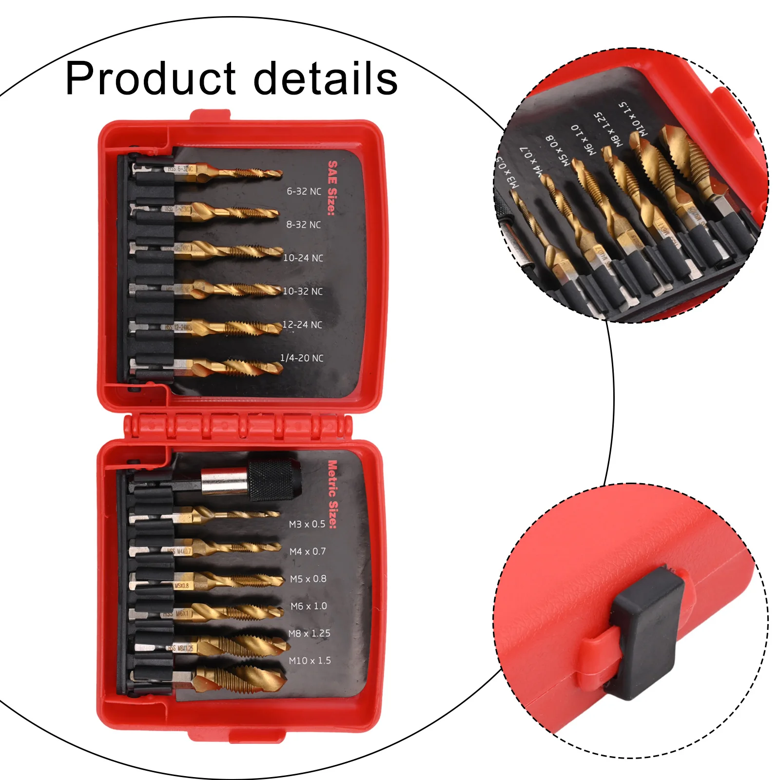 

13 Piece Tap Drill Bit Set with Quick Change Adapter for Drilling Tapping and Countersinking Various Materials