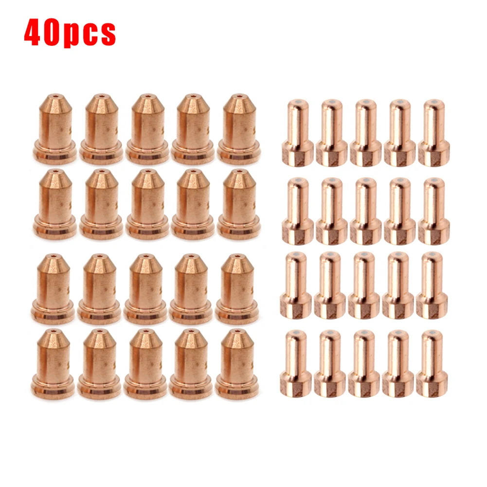 40PCS Plasma Electrode Tip 1.0mm Nozzle For Unimig SC80 Torch Cut45 Cutter SC8020-10 WSP-061003 Plasma Nozzle Welding Equipment