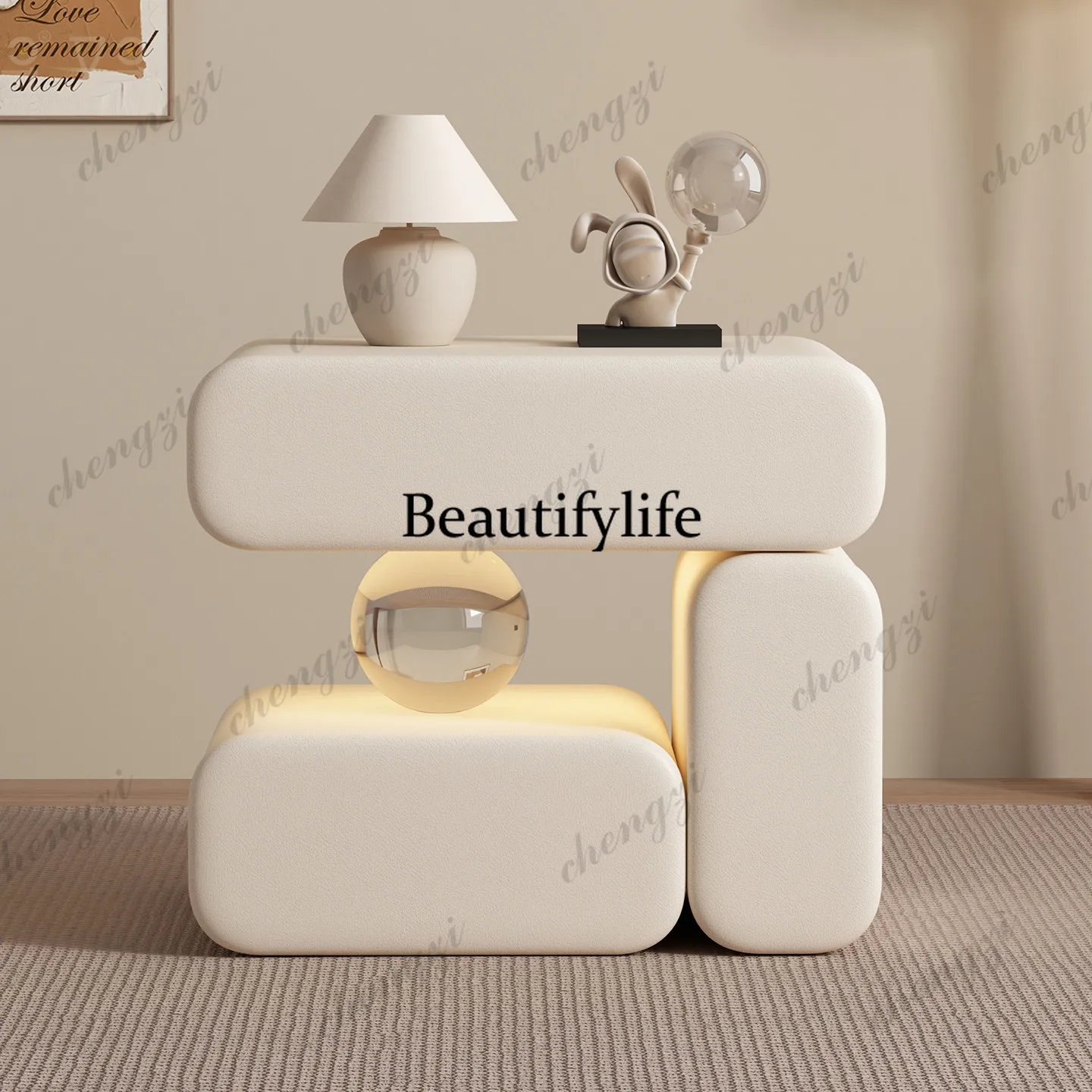 

L181 Cream style high-end solid wood bedside table, simple and modern, light luxury bedroom bedside locker