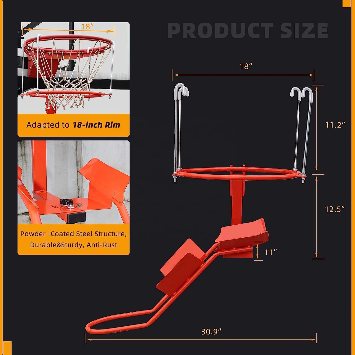 Perlengkapan Latihan Lempar Bola Basket dengan Ring Pengembalian Bola dari Baja Tahan Lama