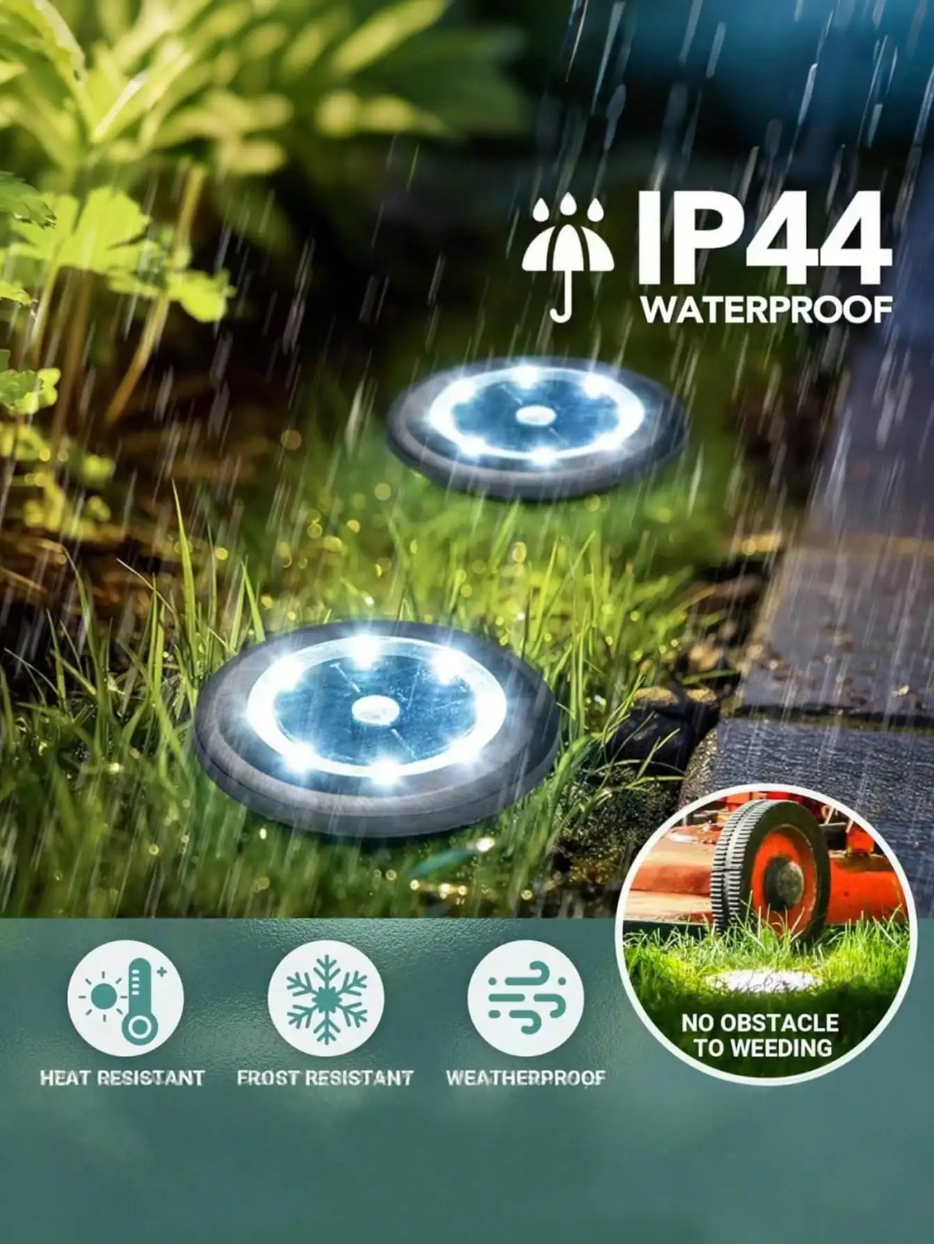 Luces solares de jardín de 4 piezas: focos cálidos/blancos, altura ajustable, fácil instalación, para patio/pasadas navideñas.