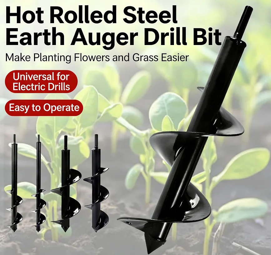 Garden auger bits for planting hexagonal shaft drill bits require no power Solid steel auger for bulb and bedding plant growing