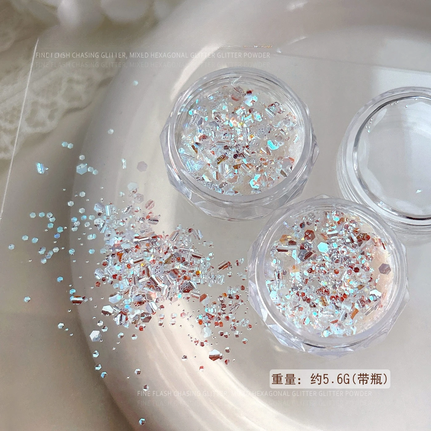 سداسية بريق الترتر مختلط بريق مسحوق متلألئ ضوء القمر اللؤلؤ مسحوق بيرليسسينت مسمار الفن زينة أدوات مانيكير