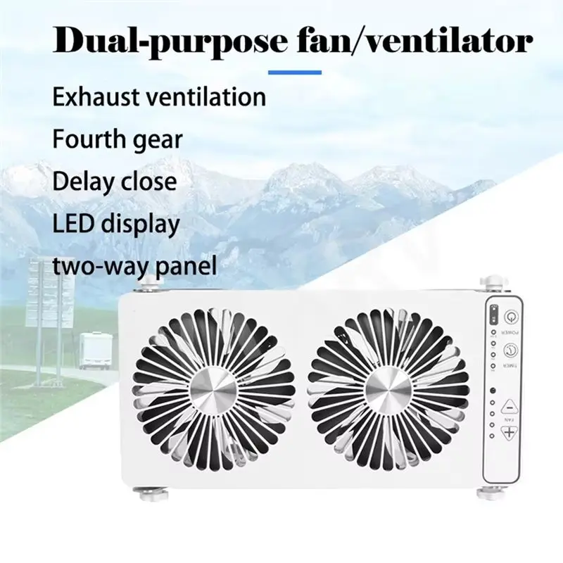 12V DC Rv Silent Roof Fan Portable Fan Removable Bed Car Mute Two-Way Exhaust Fan Car Sunroof Row Radiator Cooling Black-A99D