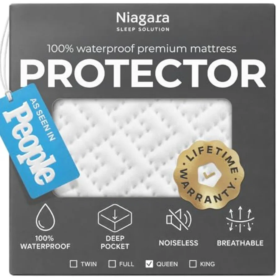 100% Waterproof Mattress Protector - 360 Pad Protection Against Spills, Stains and Accidents for Parents and Pet Owners - Noise