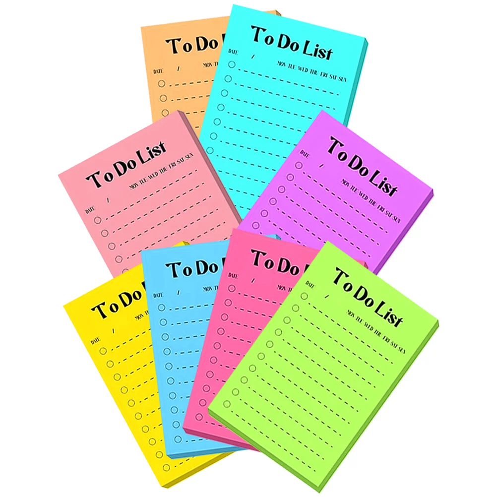 

Fluorescent Notes 8 Books Tearable Memo Pads Self-adhesive Stickers School Supply Household Office Use Portable Note