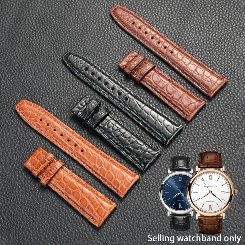 21 مللي متر 22 مللي متر حزام جلد التمساح ل IWC البرتغالية الطيار الرجال سوار استبدال شريط للرسغ سوار أسود بني #2