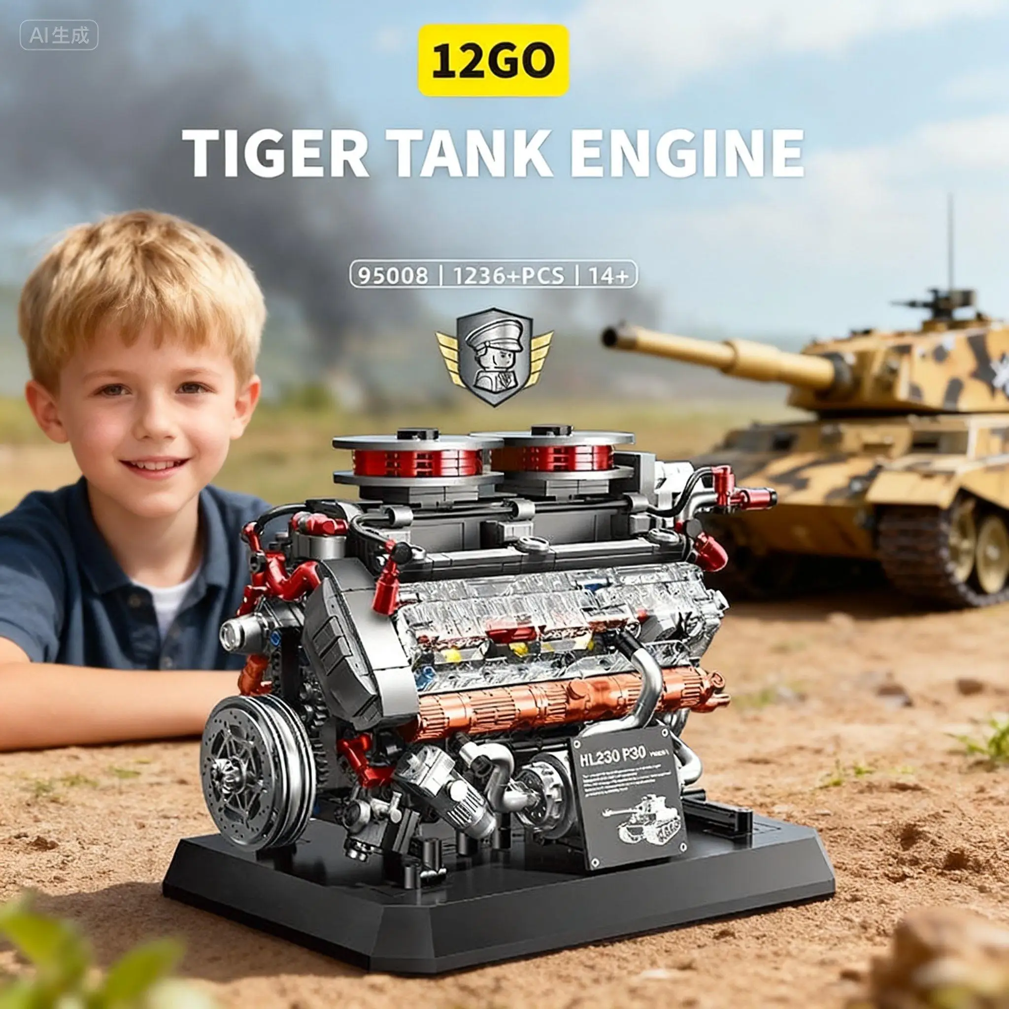 

Строительные блоки Tiger Tank Engine, комплект военной модели Второй мировой войны с строительной машиной, подарок проекта STEM DIY для мальчиков 8–12 лет 14 лет