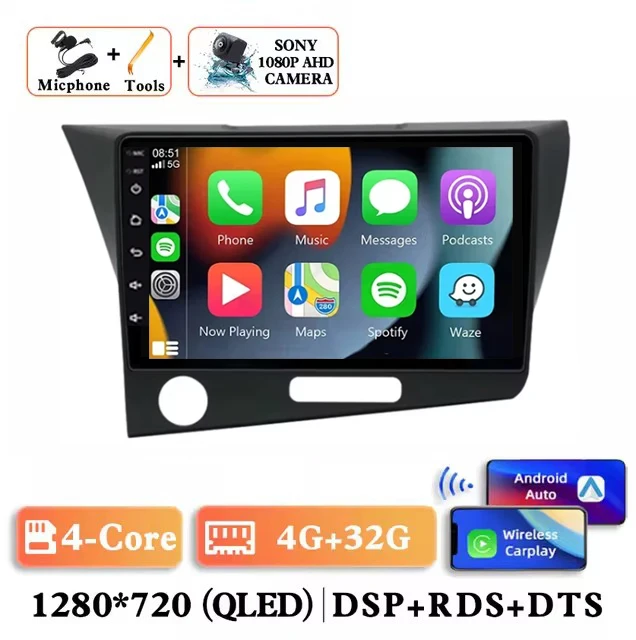 Android 16 autoradio voor Honda CRZ lhd 2010 - 2016, BT stereo, geen 2din video, draadloze Carplay, Auto ADAS, multimedia, 4G speler, DSP - afbeelding 1