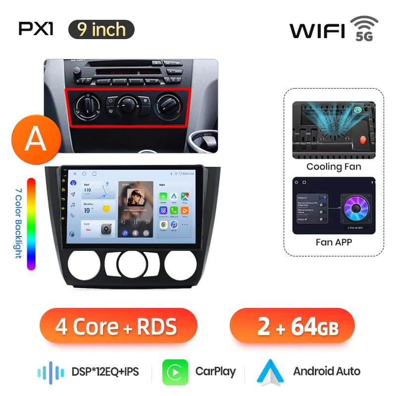 AWESAFE Draadloze CarPlay Android Auto Radio voor BMW 1-serie E87 E81 E82 E88 2004-2011 Plug & Play FM BT RDS DSP GPS Multimedia
