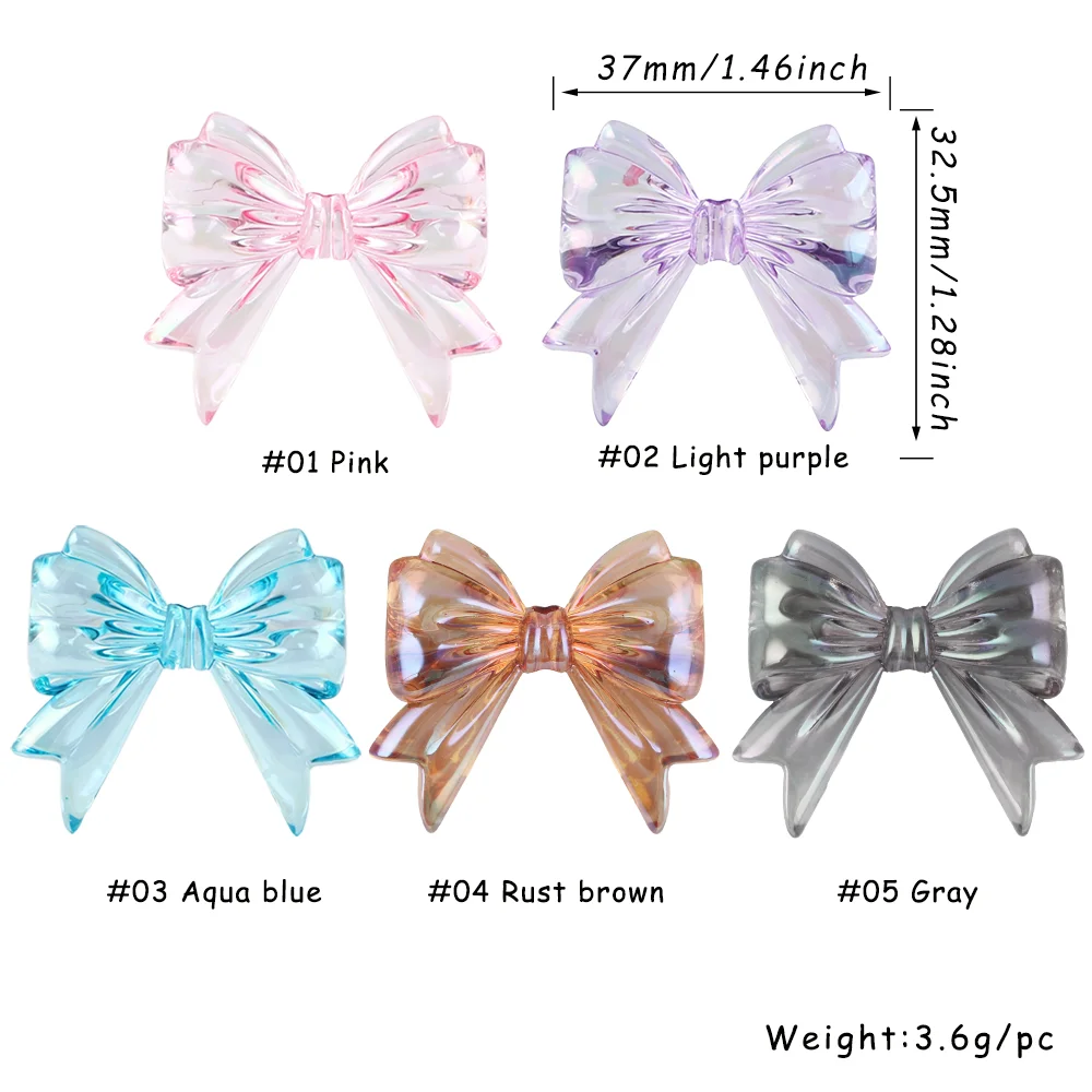 Kovict 10pcs New Acrylic Bow Heart Bow Charming For Jewelry Making DIY Bracelets Pendant Keychain Accessories