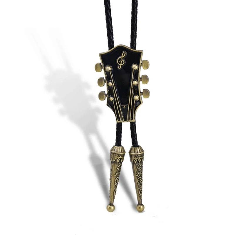 Western Bolo Tie Gaitar Bolo Tie Cowboy Leathers Necktie Moranse Bolo Tie Gaitar Music Necklace Sweater Chain Necklace