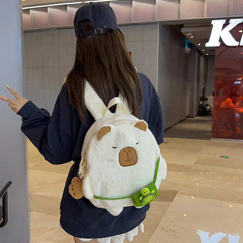 Chique dos desenhos animados kawaii capivara mochila de viagem grande capacidade bonito macio mochila multifuncional crianças saco escolar presente