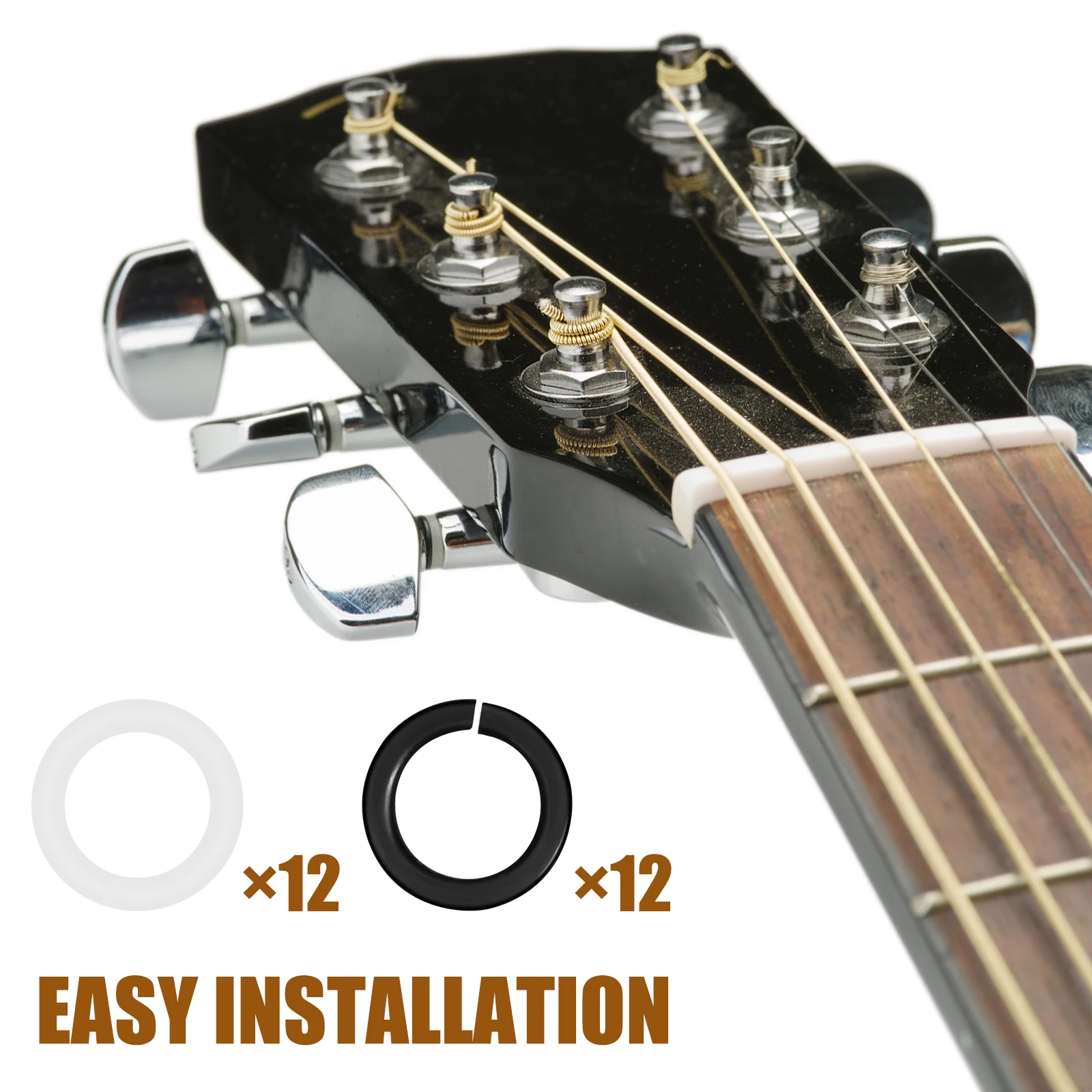 ปะเก็นจูนเนอร์เครื่องปรับโทนเสียงกีตาร์ปะเก็นจูนเนอร์พลาสติกอุปกรณ์เสริมสำหรับกีตาร์จูนเนอร์โลหะเครื่องจูนกีต้าร์