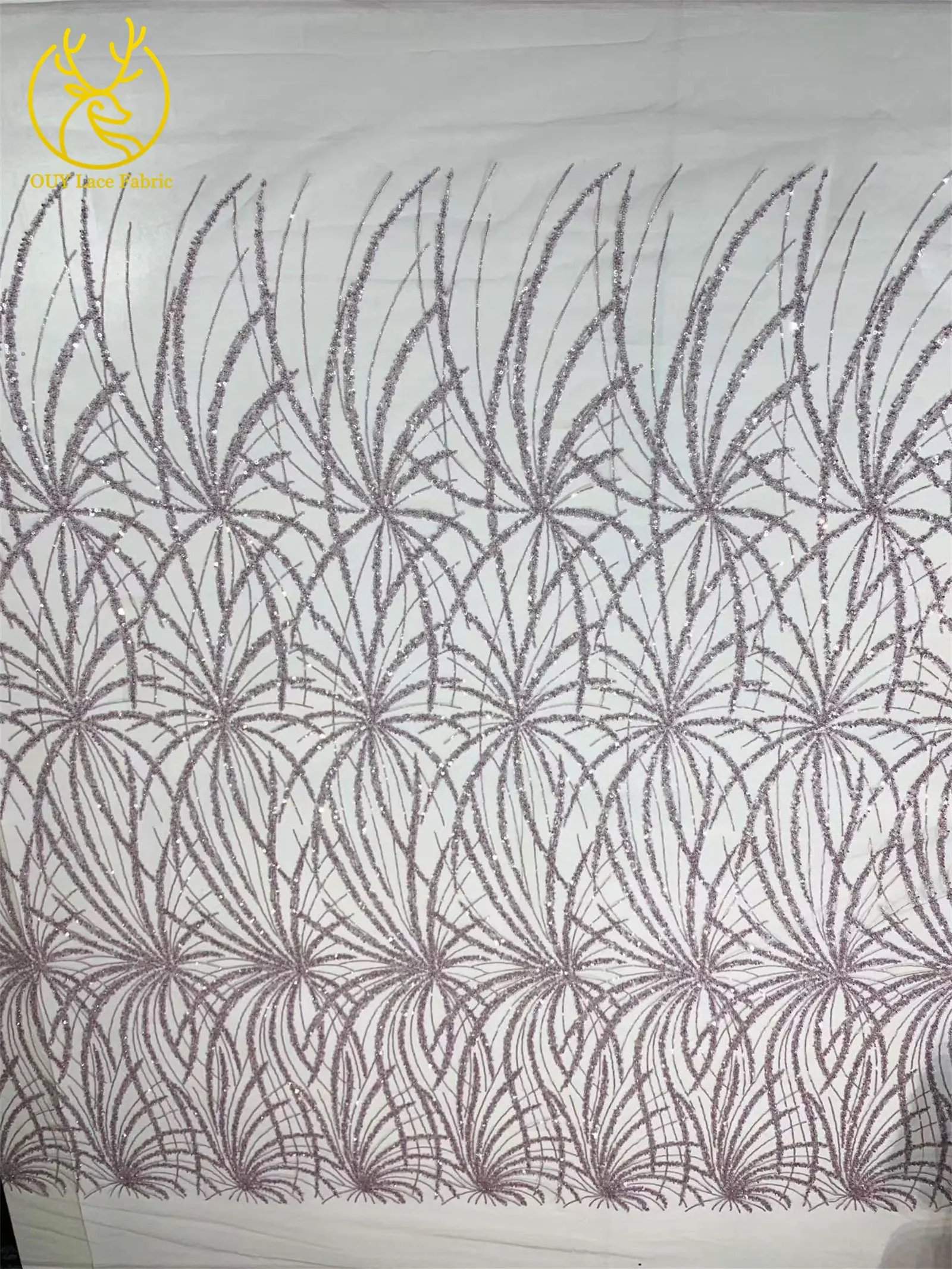 Grüner afrikanischer Perlen-Pailletten-Spitzenstoff, heiß begehrter französischer nigerianischer Tüll-Mesh-Stickerei-Spitzenstoff für Abendkleider – Detail 5