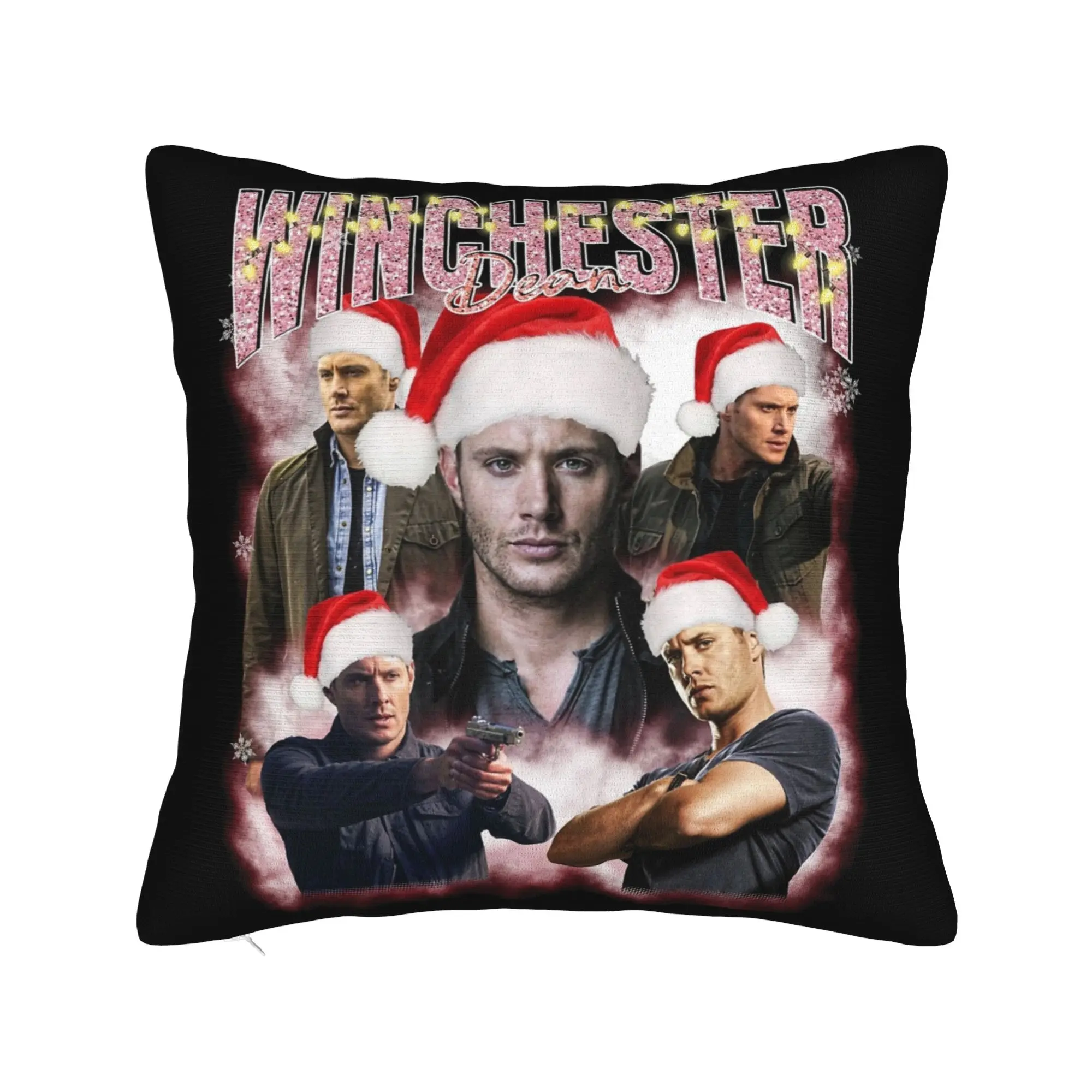 Dean Winchester Christmas Supernatural Pillowcase Printed Polyester Cushion Cover Gift  Pillow Case Cover Home Zipper 45X45cm