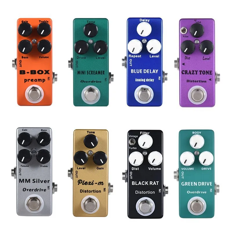 Mosky Guitar Pedal Effect Pedal Power Supply Overdrive Distortion Booster Delay Reverb Fuzz LOOP BOX Effect Golden/Silver Horse