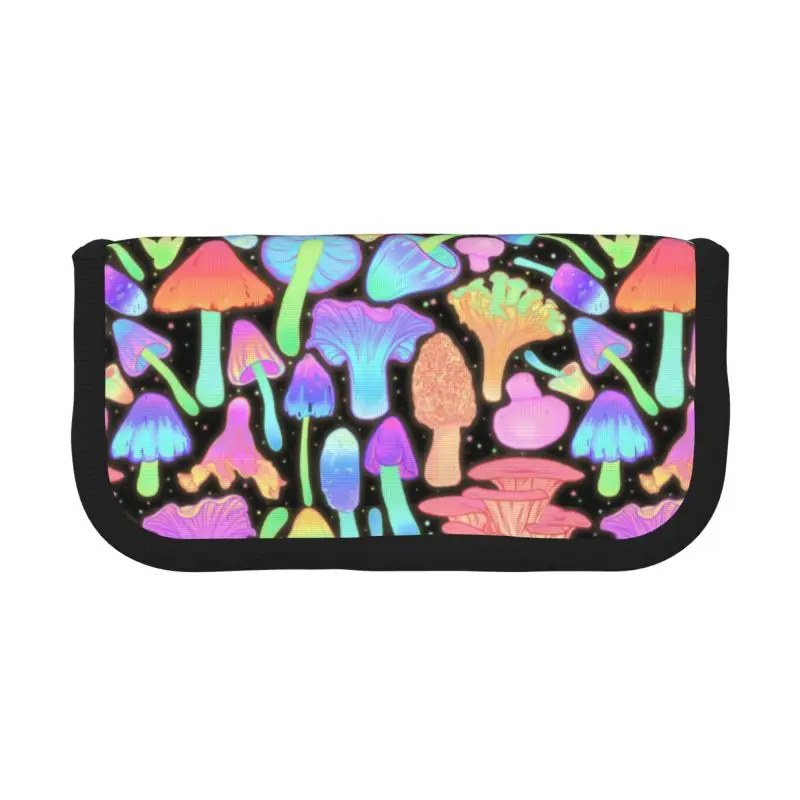 Custom Spooky Mushroom Hunt Neon Korean Pencil Cases Girls Boys Large Storage Psychedelic Magic Pencil Box Students Stationery