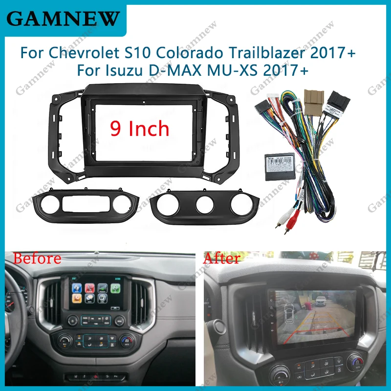 Adaptador de Fascia de marco de coche de 9 pulgadas para Chevrolet S10 Colorado Blaze Trailblazer Isuzu D-MAX MU-XS Kit de Panel de montaje de tablero Android