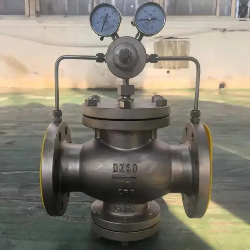 YK43X-16P Manual Stainless Steel Flange Gas Regulator Pilot Piston Diaphragm Nitrogen/Natural Air/Gas For Pressure Reducing