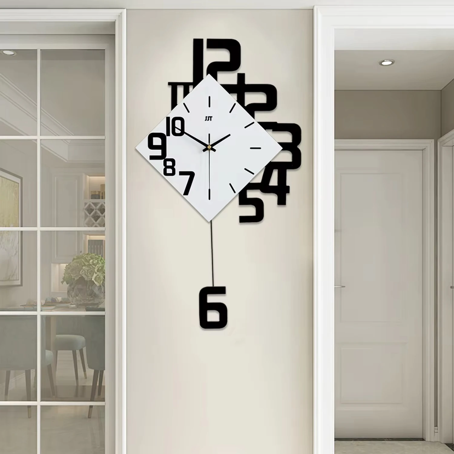 New Large Wall Clock  Living Room Decor Kitchen Silent Big Wall Watch  Bedroom Black and White Battery Operated Wall Clock