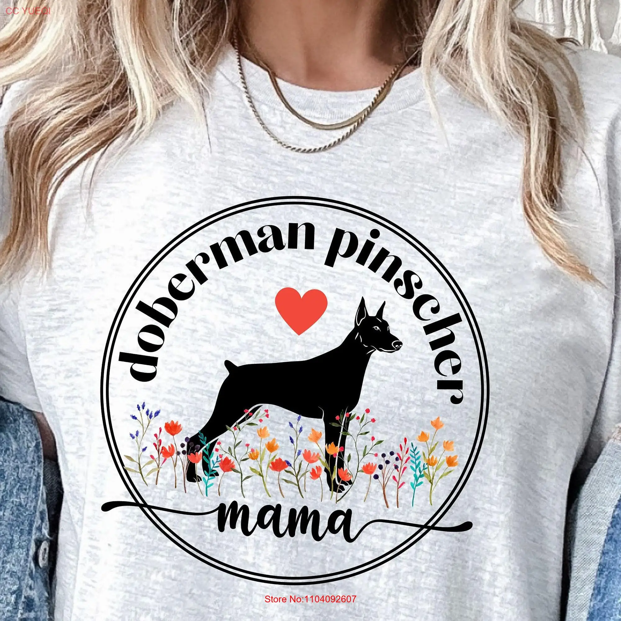 Doberman Pinscher Mama T Shirt For Owner Dobie Mom Lover Dog long or short sleeves