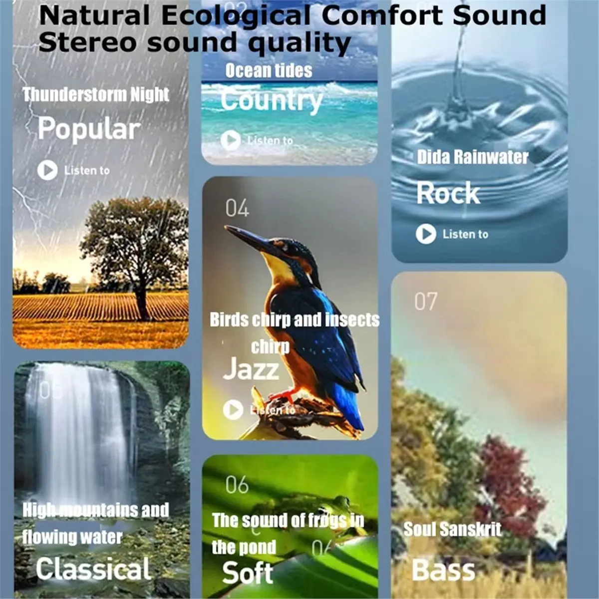 Bluetooth 5.2 Bone Conduction Speaker Under Pillow Noise Reduction Speaker Stereo Music Player with Flashlight Sleep Aid