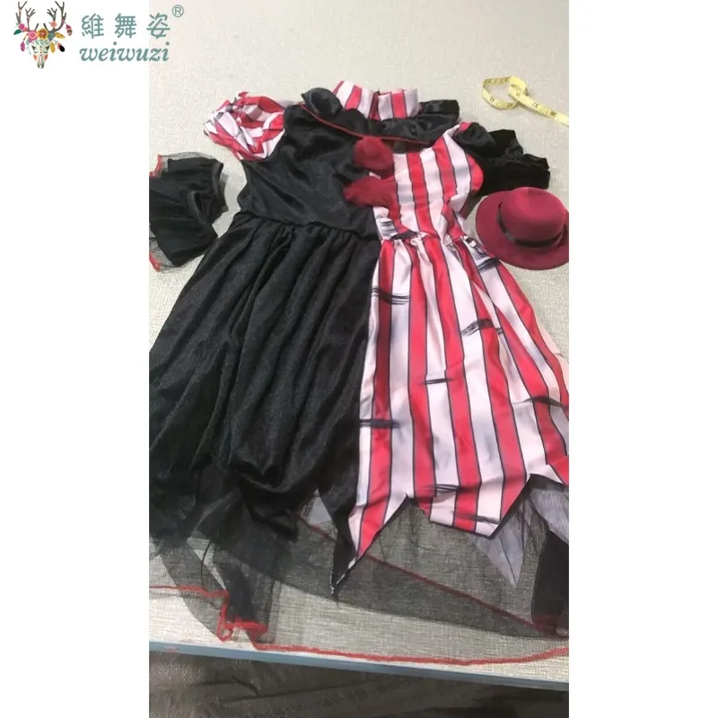 ฮาโลวีน Carnival Party เด็กสาวซน Circus Clown เครื่องแต่งกายภาพยนตร์สยองขวัญ Clown เครื่องแต่งกาย Stage Performance แฟนซีชุด