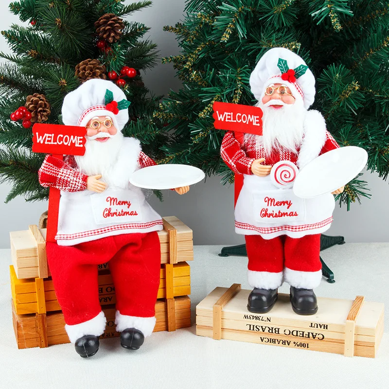 Chef Santa Claus Christmas Decorations Xmas Home Table Decor Ornaments Old Man Doll Hanging Legs Sitting Standing Chef Old Man