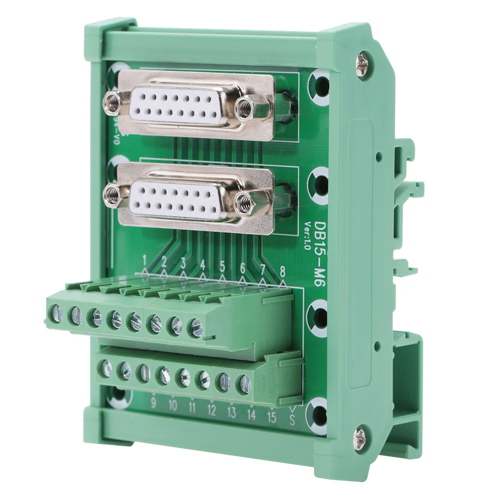 DB15-M6 DIN Rail Terminal Block Board DIN Rail Mount Interface Module Electrical Connection Component 118*87*51mm ﻿