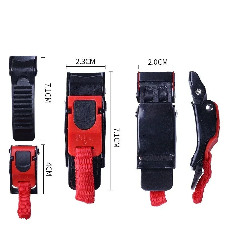 2PCS Motorcycle Helmet Speed Clip Chin Strap Quick Release Pull Buckle 10-Section Helmet Lock Socket Black Red