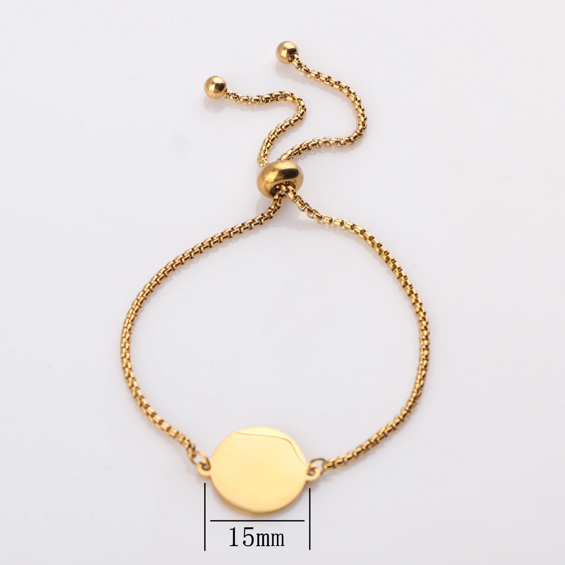 Spiegel Polish Ronde Blanks Tags Bedelarmband Roestvrij Staal Verstelbare Kettingarmband voor Vrouwen Meisjes DIY Sieraden Geschenken