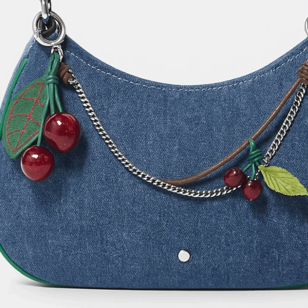 

Multifunction DIY Cherry Bag Pendant Y2k Metal Chain Charm Bag Accessory Lanyard Pu Leather Bag Chain Charms Women