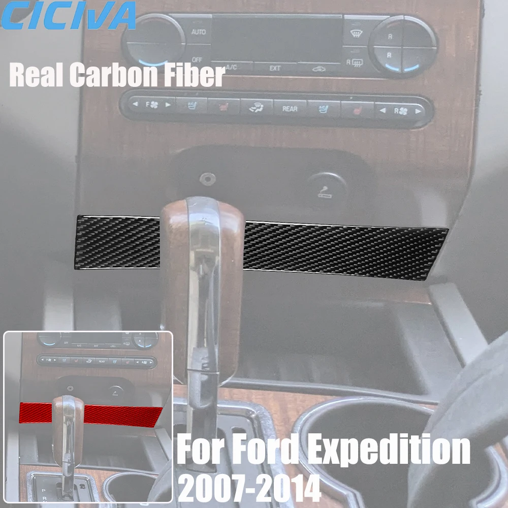 Real Carbon Fiber Car Accessories Center Storage Panel Trim Cover Soft Sticker For Ford Expedition 2007 08 09 10 11 12 13 2014