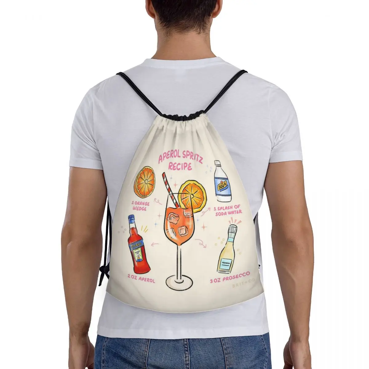 

Aperol Spritz Backpacks Multi-function Portable Drawstring Bags Sports Bag Book Bags For Man Woman School