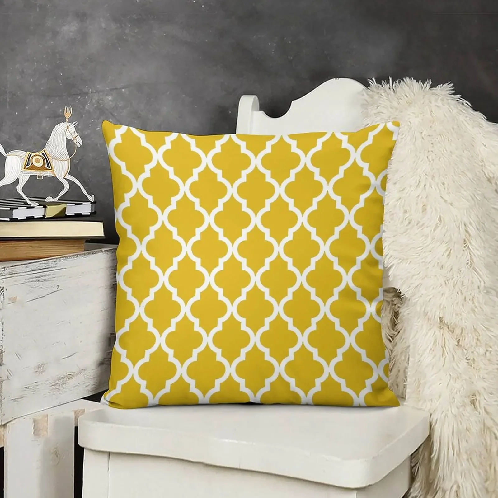 Mustard Yellow Moroccan Pattern Throw Pillow Christmas Cushion For Home Throw Pillow Cushions Home Decor pillow
