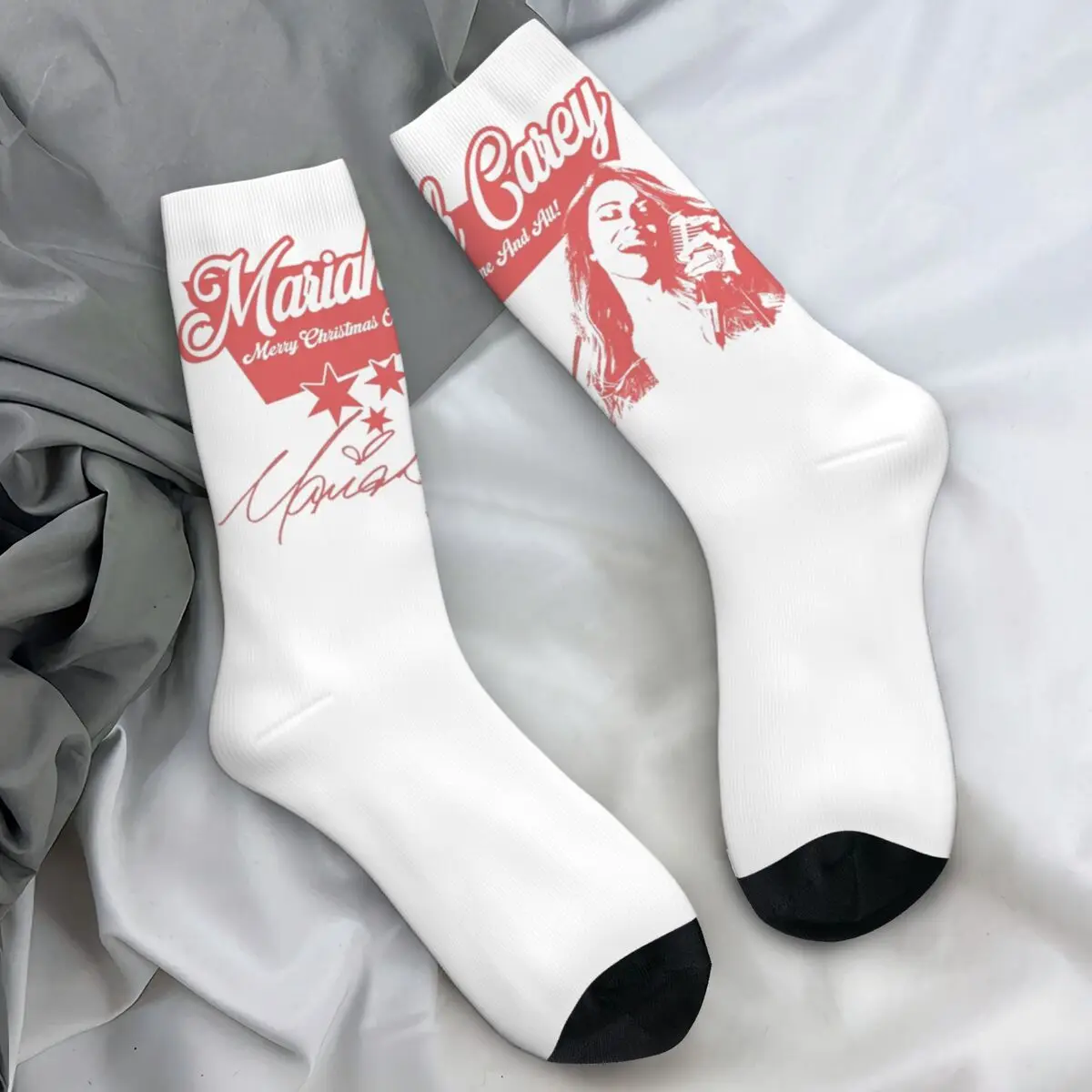 Mariahs Socks Autumn Carey Merry Christmas Stockings Novelty Men Soft Socks Printed Climbing Non Skid Socks