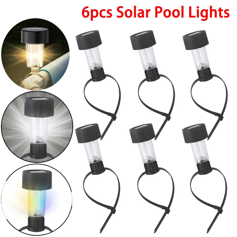 

6 шт., солнечные фонари для бассейна, освещение для бассейна, декор, светильник, уличный бассейн, забор, декор, аксессуары