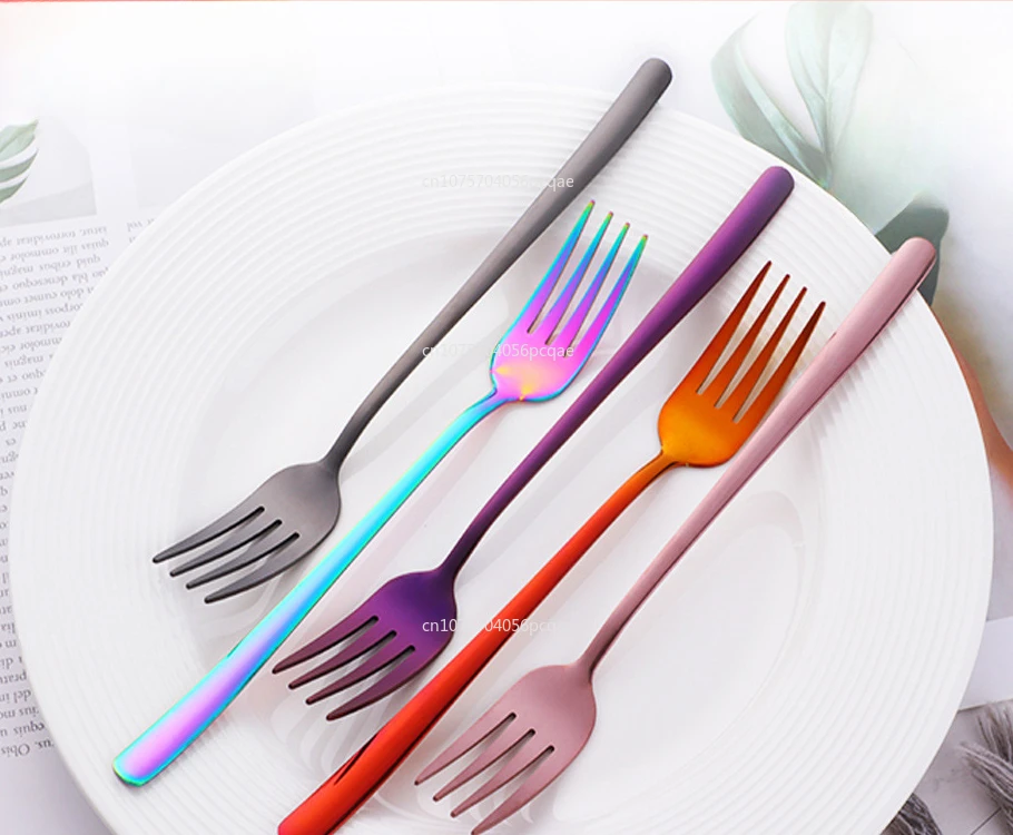 1 Pieces Gold Dessert Fork  Set Stainless Steel Fruit Fork Ice Cake Tea Salad  Fork for Home Tea Party Tableware Portable