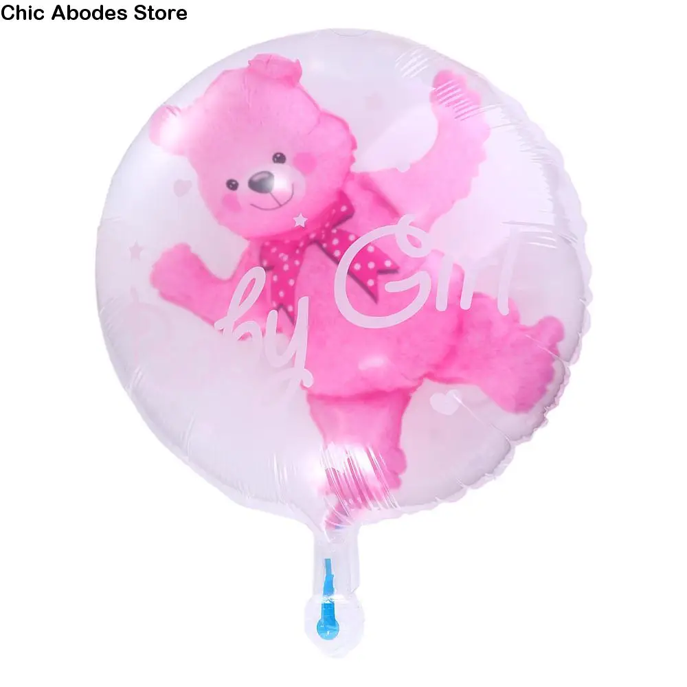 

Gender Reveal Baby Shower Transparent Blue Pink Baby Boy Girl 4D Balloons Globos Bear Party Supplies