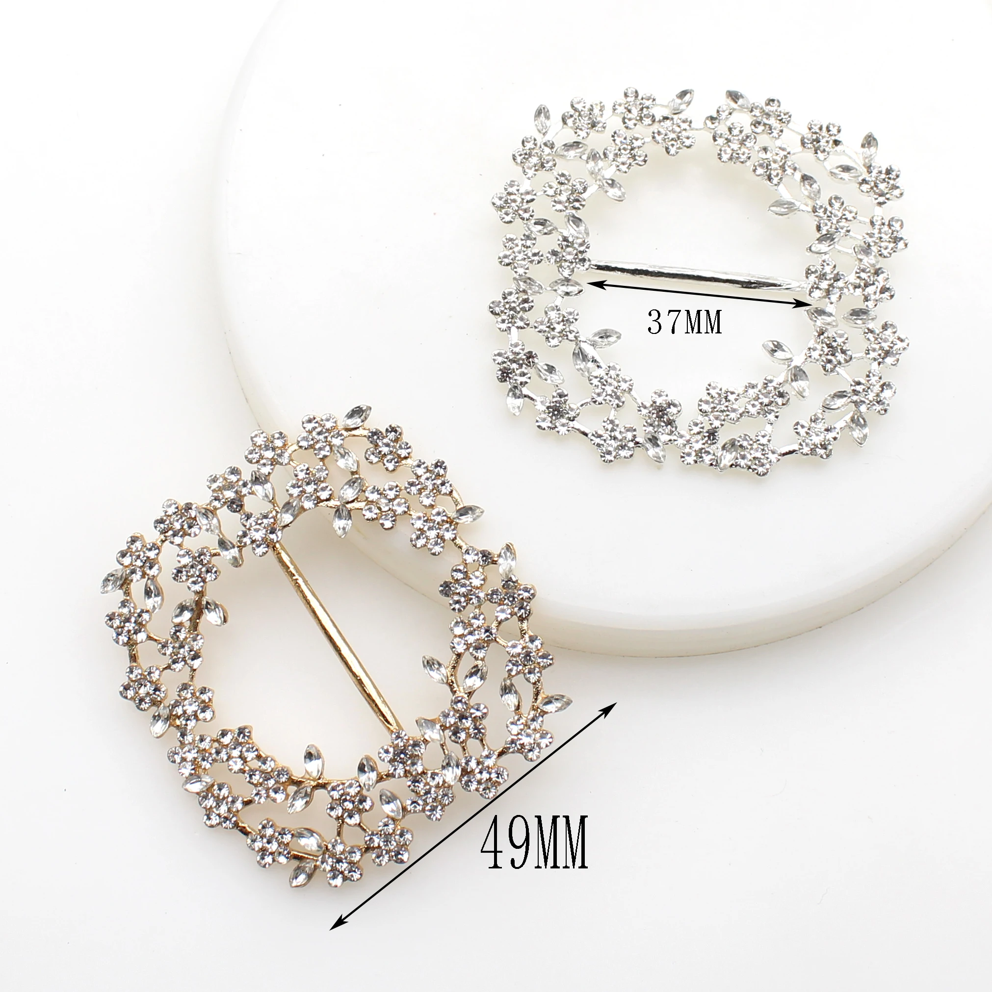 New 1Pcs/Lot 49mm Alloy Hollow Rhinestone Buttons DIY Sewing Ribbon Decorative Costume Jewelry Accessories