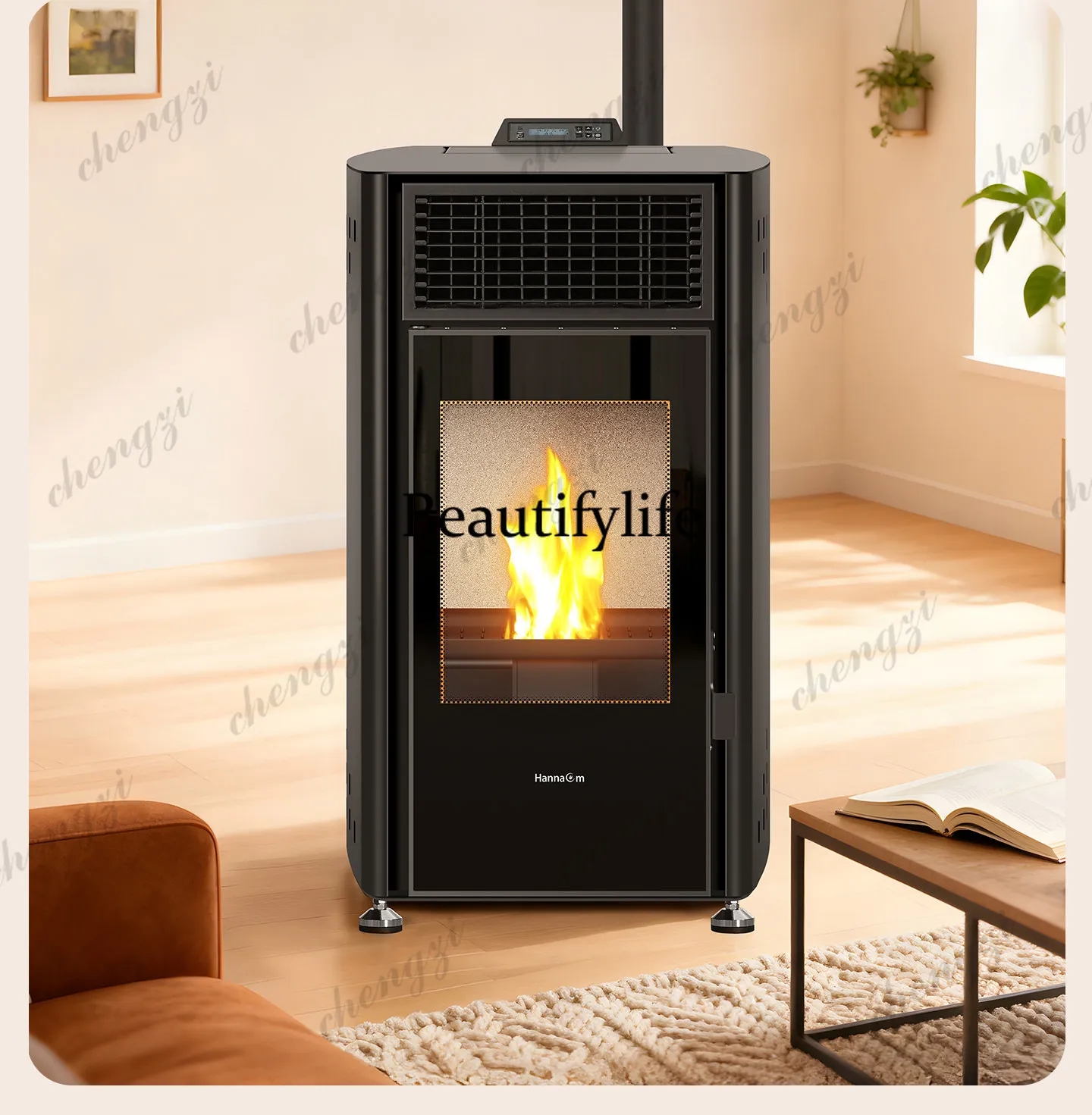 Real fire fireplace particle stove household intelligent automatic small high-end villa, burning wood