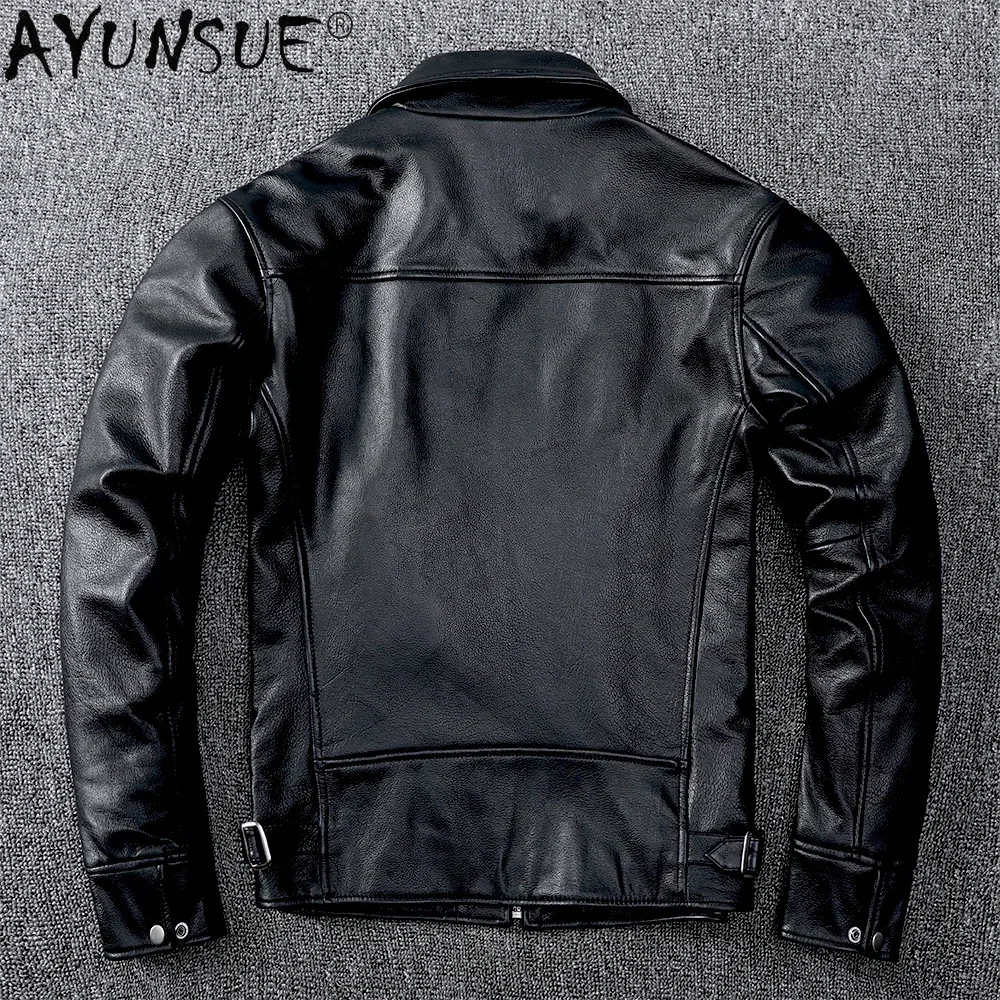 AYUSNUE Genuine Leather Jacket Men Clothes 2020 100% Real Cow Leather Coat Man Spring Aututmn Chaqueta Cuero Hombre KJ5110