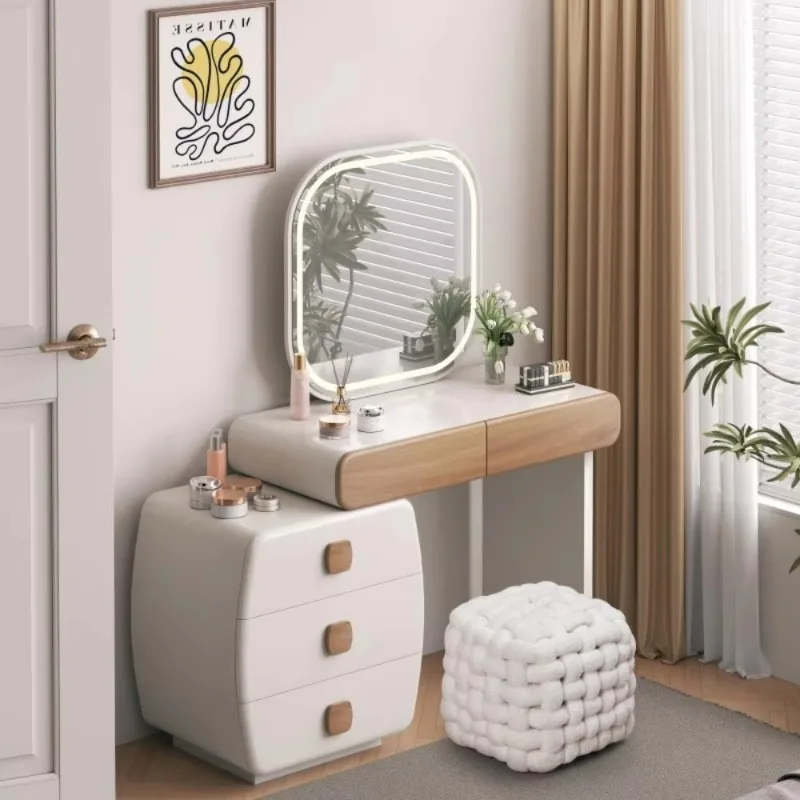 Cream Style Dresser with Stool High Quality Modern Girls Dresser Home Dresser