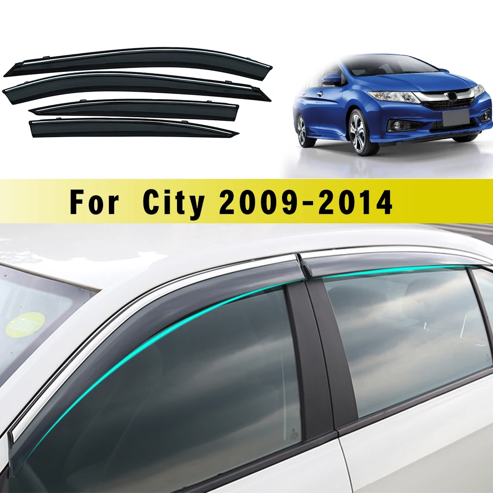 For Honda City GM2 GM3 2009 2010 2011 2012 2013 2014 Window Sun Rain Visor Deflector Guard Car Styling Auto Accessories 4pcs