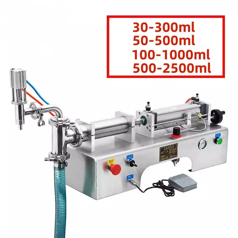 High-precision Semi-Automatic Piston-type Liquid Filling Machine Wood Packaging for Vegetable Oil Fruit Juice Water 1 Year