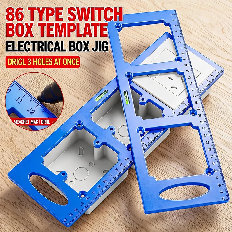 86 Type Electrical Box Cutout Template 3-Hole Socket Junction Box Marking Ruler Electrician Tool